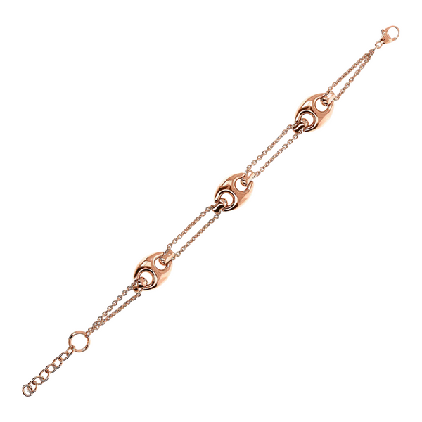 BRACELET DOUBLE MAILLONS MARINS - OR ROSE
