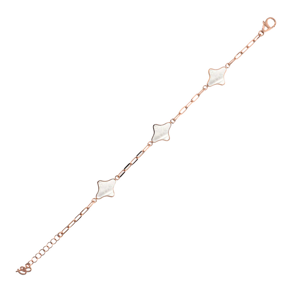 BRACELET AVEC LOSANGES BLANCS - OR ROSE