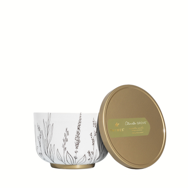 BOUGIE AROMATISÉE THYMES "CITRONELLA" COUVERCLE MÉTAL OR