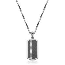 CHAINE ARGENT TAG MILITAIRE COTÉ NOIR POUR HOMME