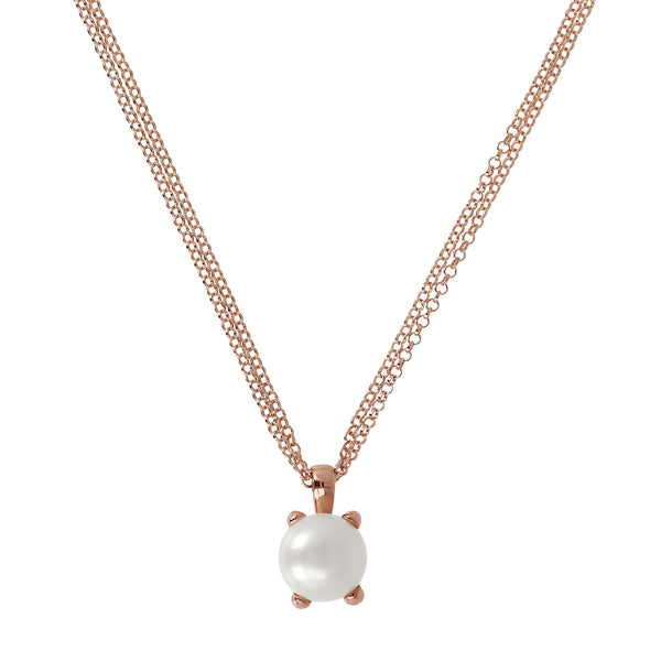 DOUBLE CHAINE AVEC PENDENTIF PERLE - OR ROSE