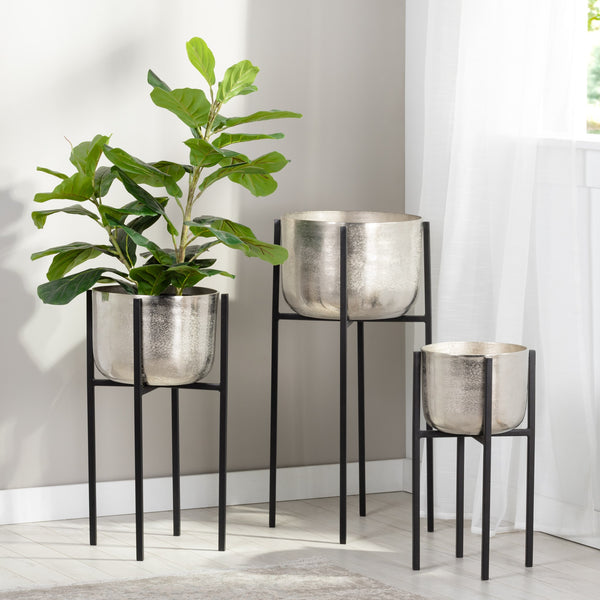 GRANDE JARDINIÈRE EN ALUMINIUM BASE MÉTAL NOIR