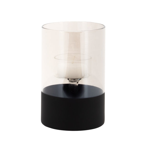 PETIT BOUGEOIR BASE NOIRE MATE HAUT VERRE FUMÉ