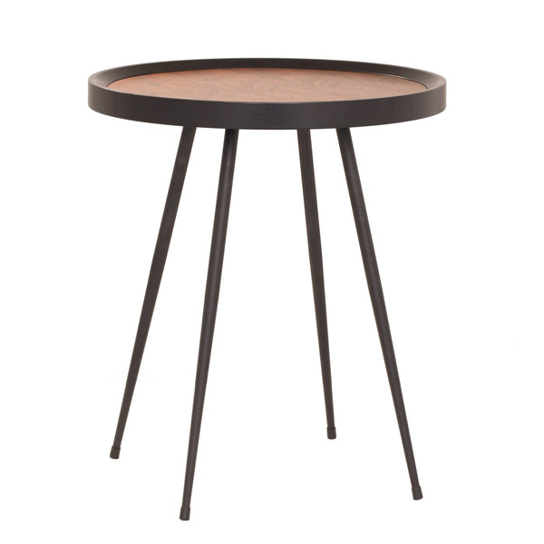 TABLE D'APPOINT RONDE BOIS DE NOYER PATTES NOIRES