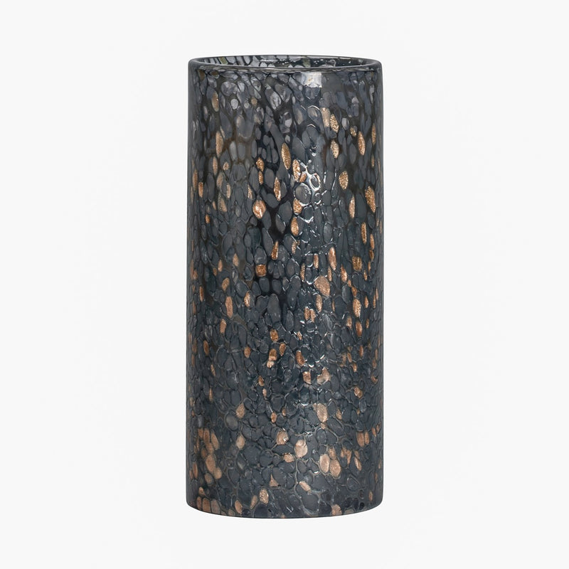 MOYEN VASE EN VERRE SOUFFLÉ NOIR ET COPPER