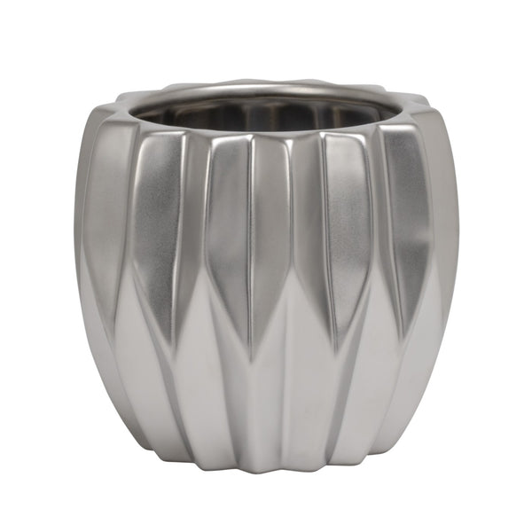 PETIT VASE ARGENT MAT DESIGN PLISSÉ