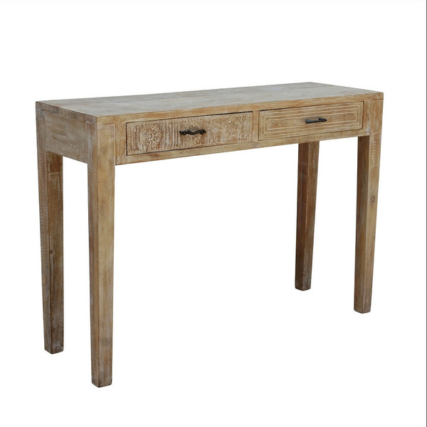 TABLE CONSOLE BOIS VIEILLI BLANCHI