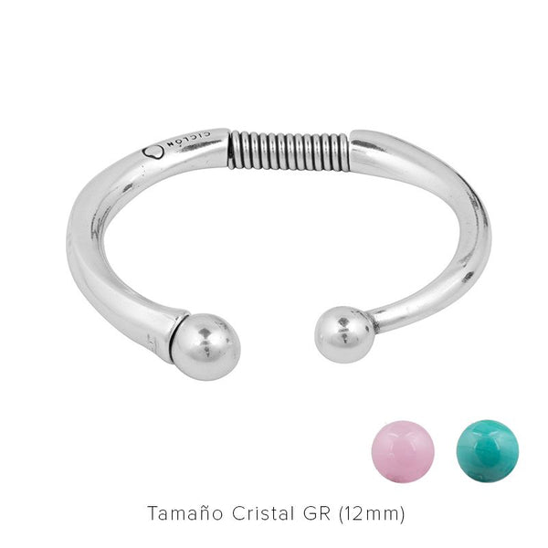 BRACELET BANGLE ARGENT AVEC BOULES INTERCHANGEABLES