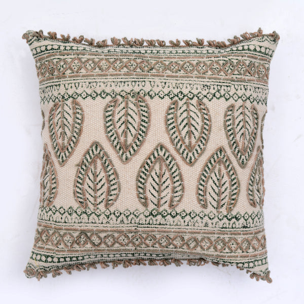 COUSSIN BEIGE ET VERT