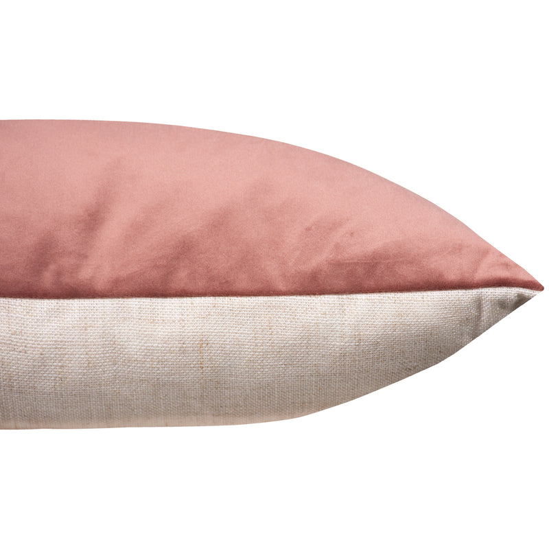 COUSSIN EN VELOURS ROSE ENDOS TOILE NATUREL