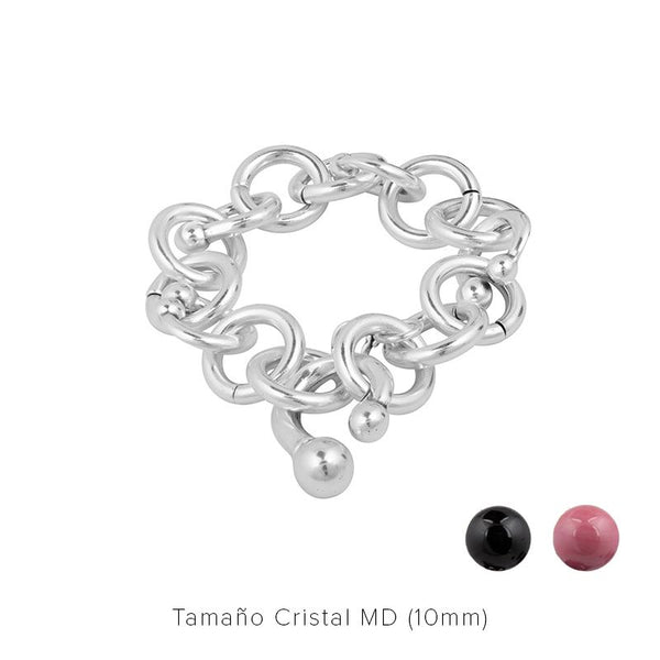 BRACELET MAILLES RONDES ARGENT AVEC BOULES INTERCHANGEABLES