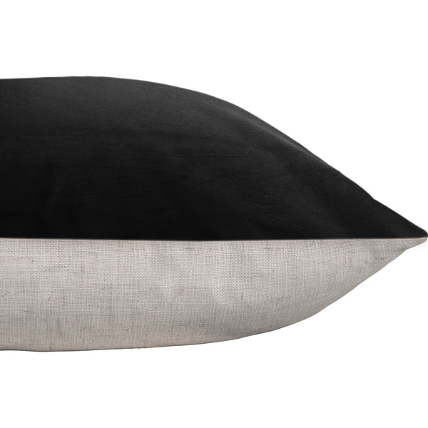 COUSSIN EN VELOURS NOIR ENDOS TOILE NATUREL