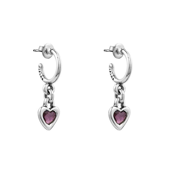 B.O PENDANTE ARGENT AVEC COEUR VIOLET