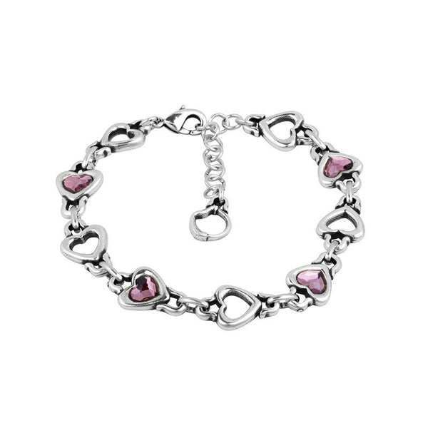 BRACELET ARGENT AVEC COEURS EN CRISTAL